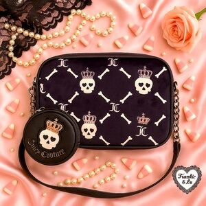 Juicy Couture Haunted Couture Skull Double Camera Crossbody + Coin Pouch NWT